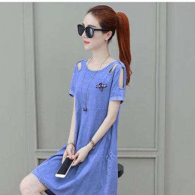 ĐẦM JEAN SUÔNG CUTOUT VAI ĐÍNH CON ONG - NJ957